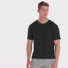 A WHITE WALL VIDEO OF A MALE MODEL WEARING A SAMMY SHOP UNISEX BLACK UNTUCKED T-SHIRT